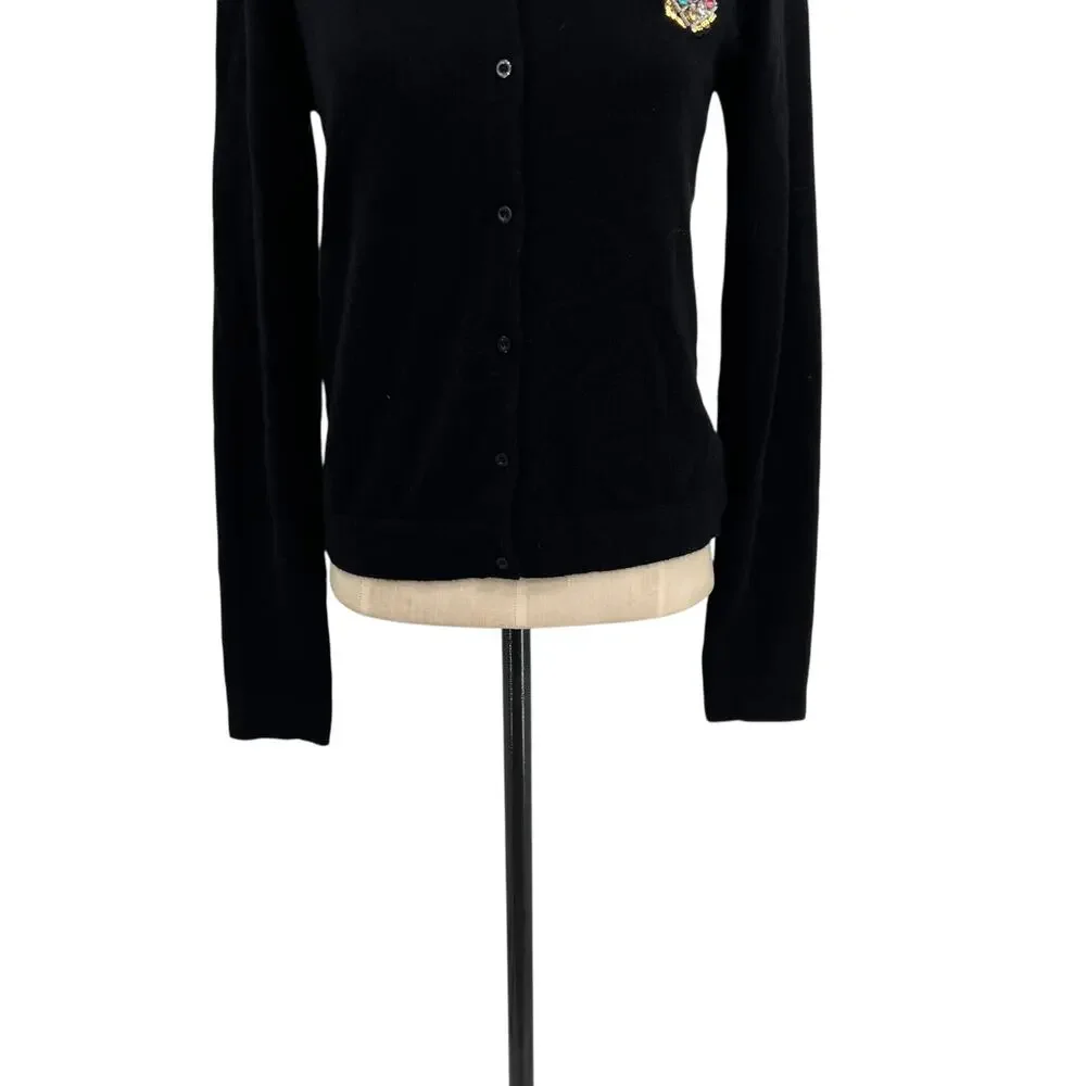 Le Superbe Embellished Cardigan Sweater Cashmere Pineapple Black‎ Size Medium
